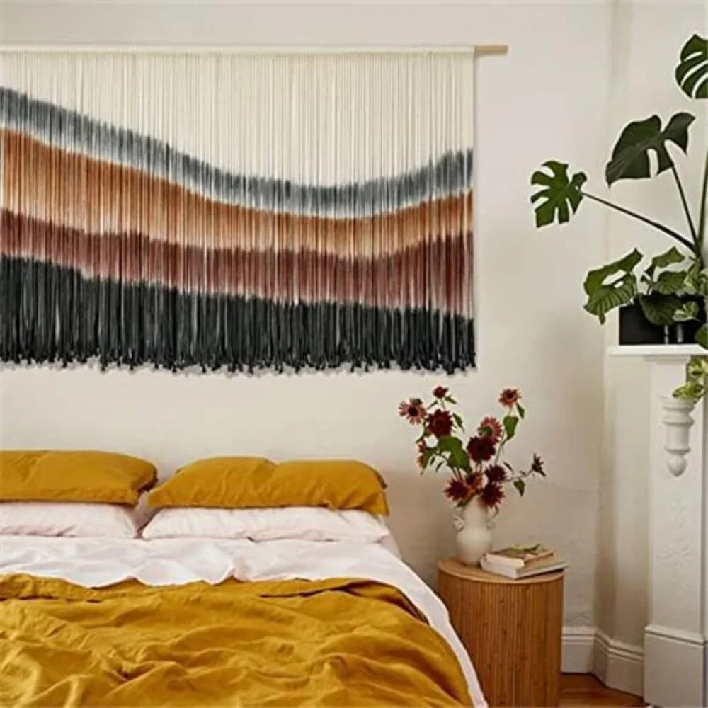 Macrame Wall Hanging Macrame Wall Decor Large-Scale Tie-Dye Tapestry - Picture 3 of 7